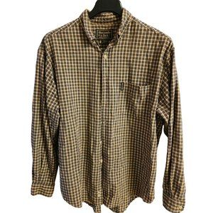 Abercrombie Fitch Long Sleeve Gold Black Plaid Button Shirt Size M Cotton EUC